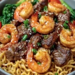 Garlic Shrimp and Beef Noodles First Image
