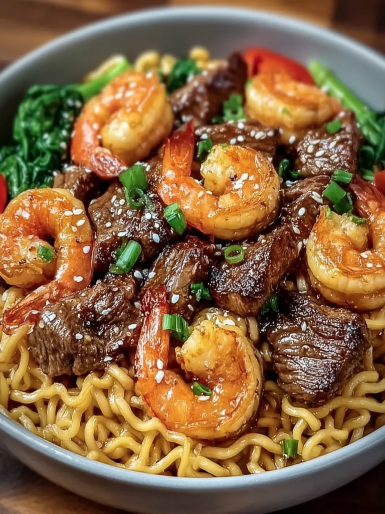 Garlic Shrimp and Beef Noodles First Image