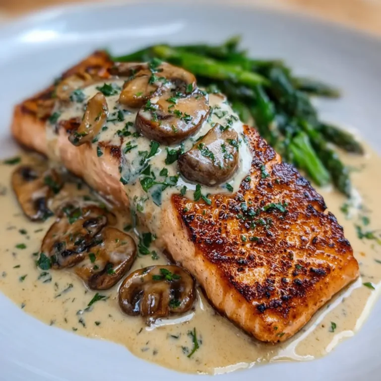 Grilled Salmon with Creamy Mushroom Sauce First Image