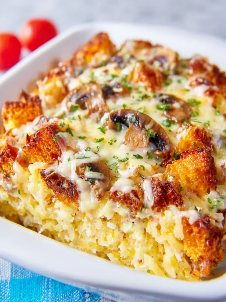 Cheesy Mushroom & Sausage Breakfast Casserole First Image
