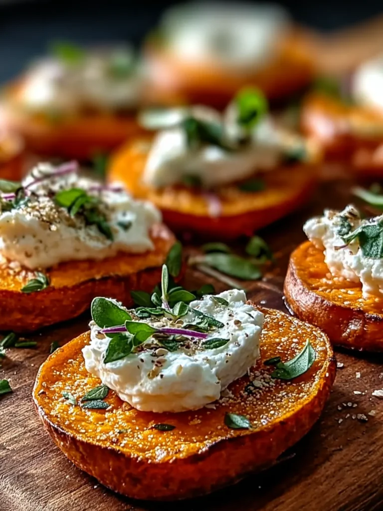 Irresistible Sweet Potato Rounds with Whipped Feta Delight First Image