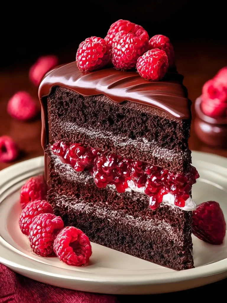Indulge in Decadent Chocolate Raspberry Cake Delight First Image