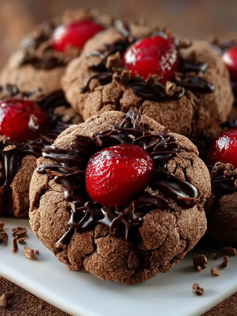 Chocolate Cherry Thumbprints Cookies First Image