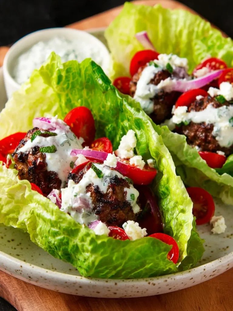 Ground Beef Gyro Meatball Lettuce Wraps First Image