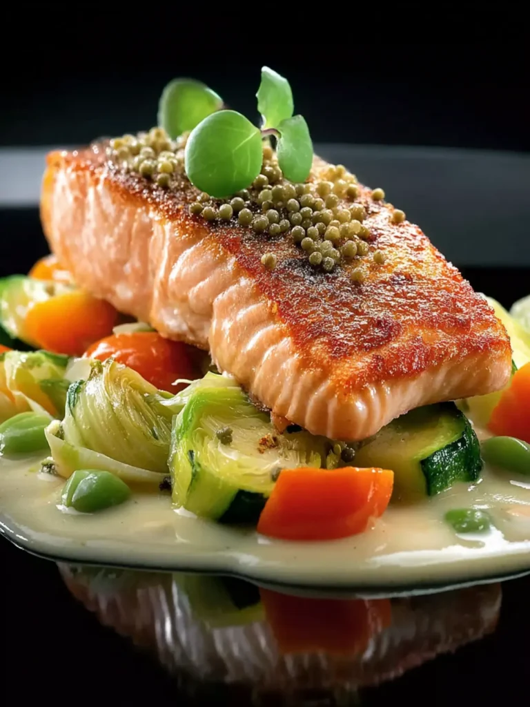 Spring Salmon with Creamed Leeks and Vegetables: Delightf... First Image